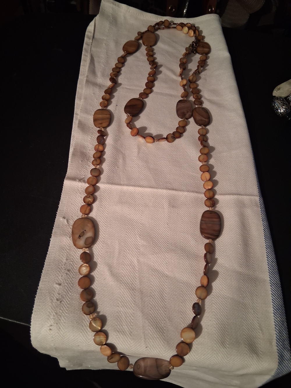 Premier Brown Bead Long Necklace Mother Of Pearl